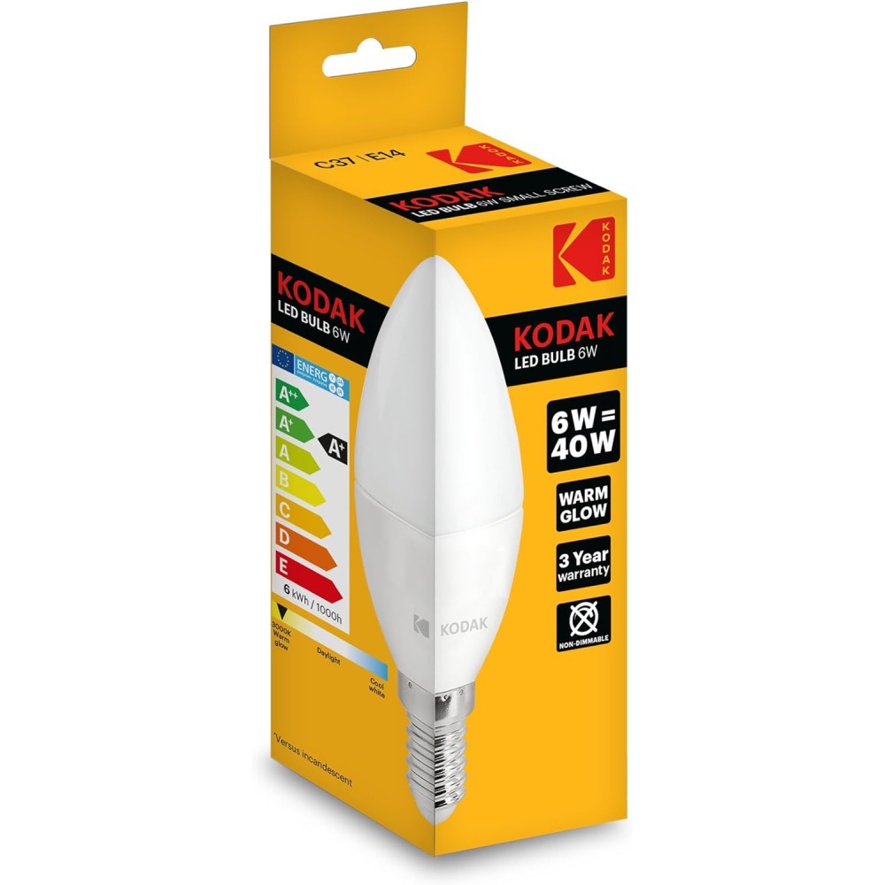 Bombilla KODAK LED E14 C37 6W FRIA