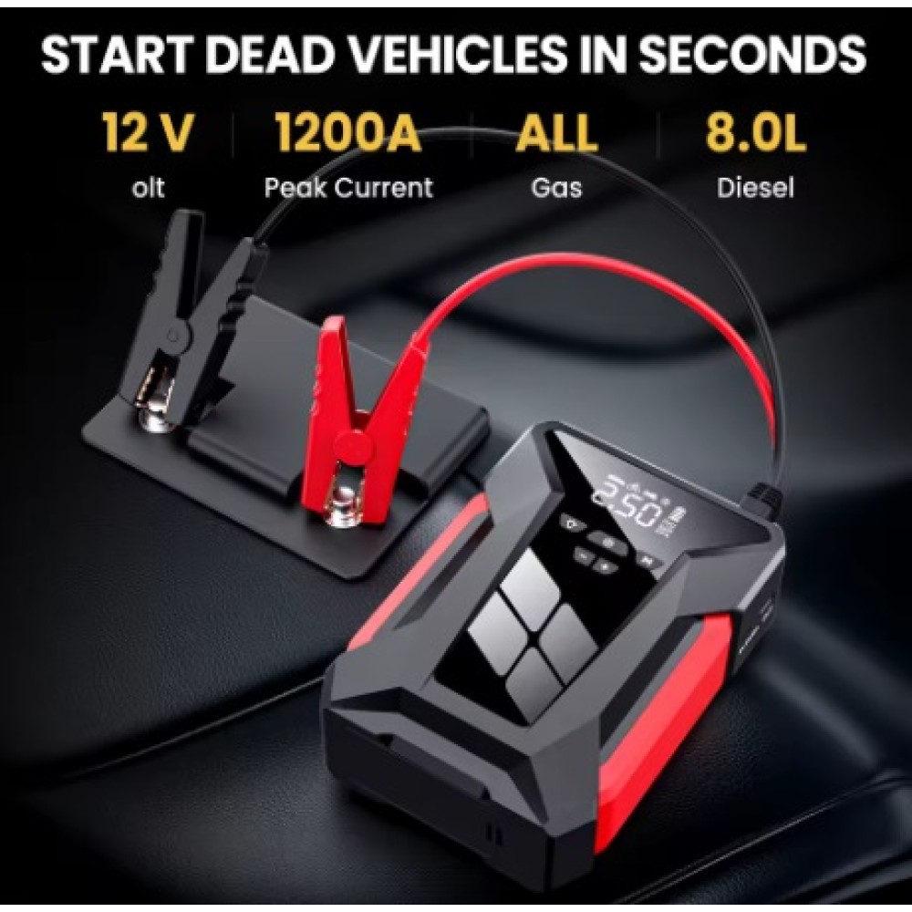 Arrancador Baterias + Compresor aire Jump-Starter 39.800mah 5v