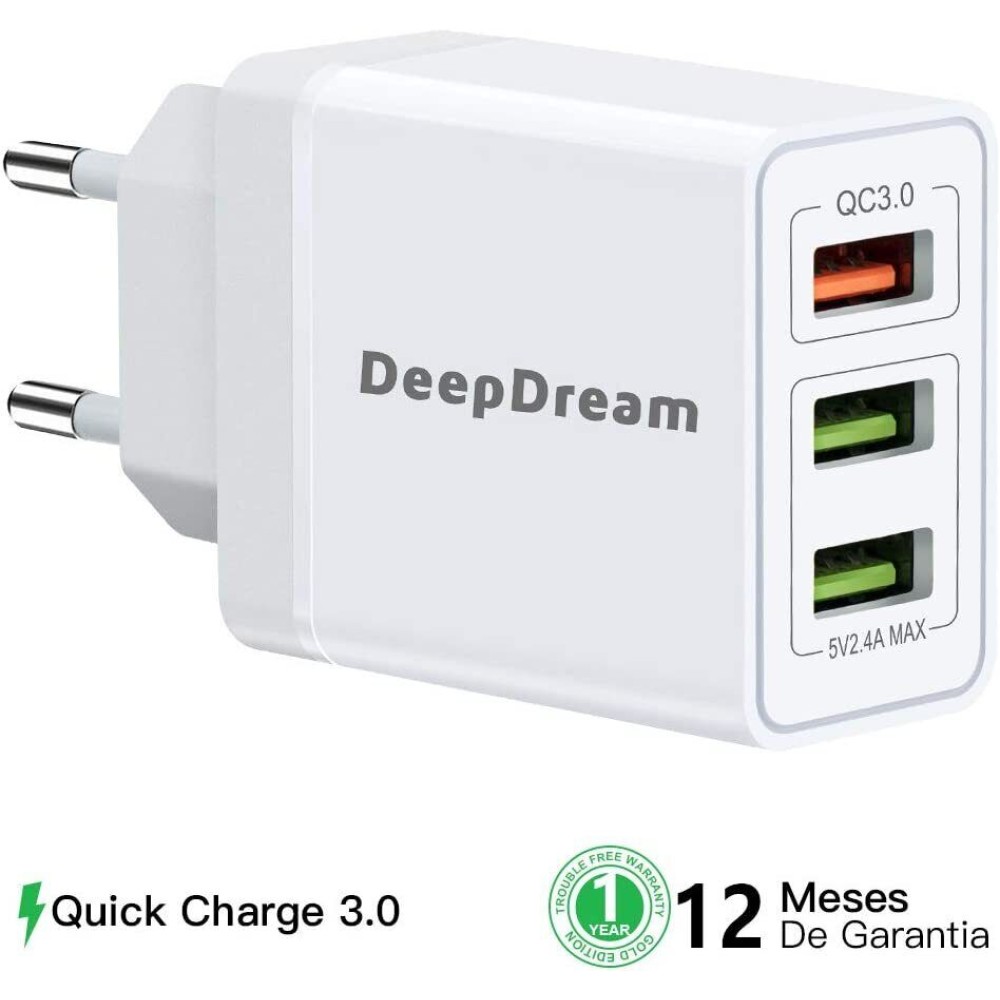 Cargador Rapido DeepDream USB 3.0 30W 3xUSB